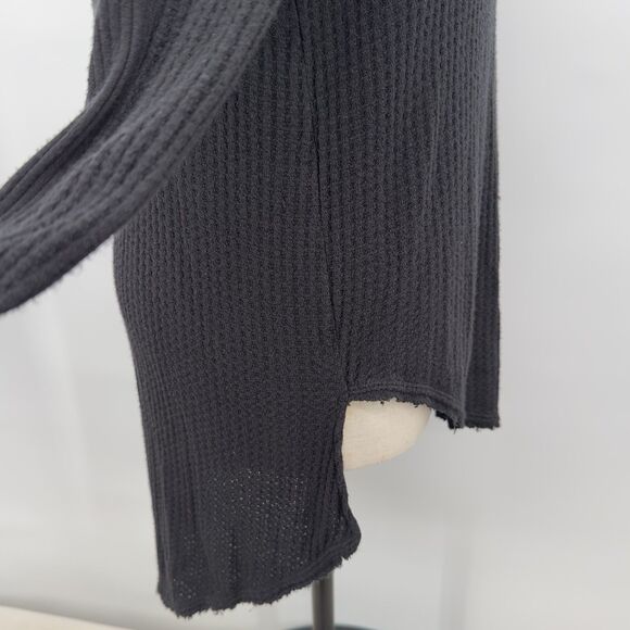 We The Free People Thermal Tunic Small Drippy Kristina Cowl Neck Black High Low - Picture 12 of 12